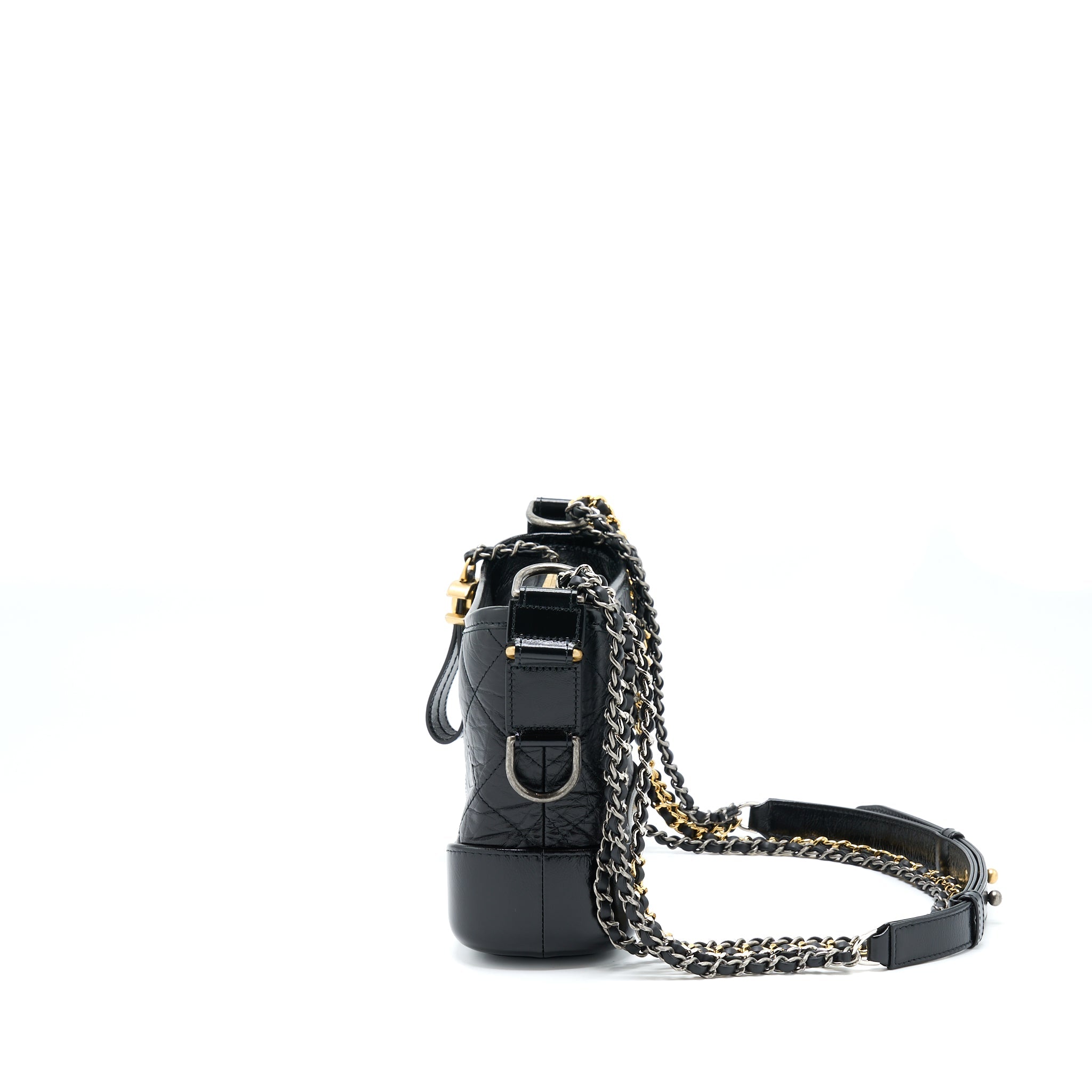 CHANEL SMALL GABRIELLE HOBO BAG BLACK WITH MULTICOLOUR HARDWARE (MICROCHIP)