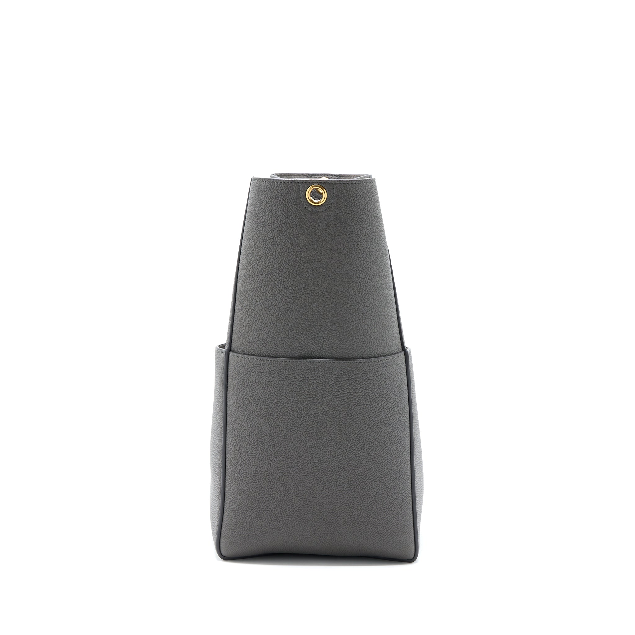 CELINE SANGLE BUCKET BAG GRAINED CALFSKIN GREY GHW