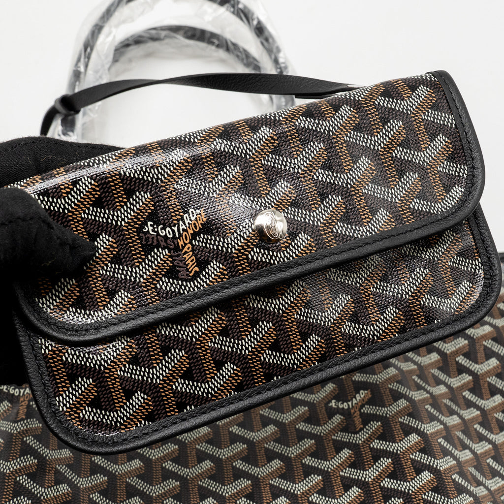 GOYARD SAINT LOUIS PM BAG GOYARDINE CANVAS/CALFSKIN BLACK SHW