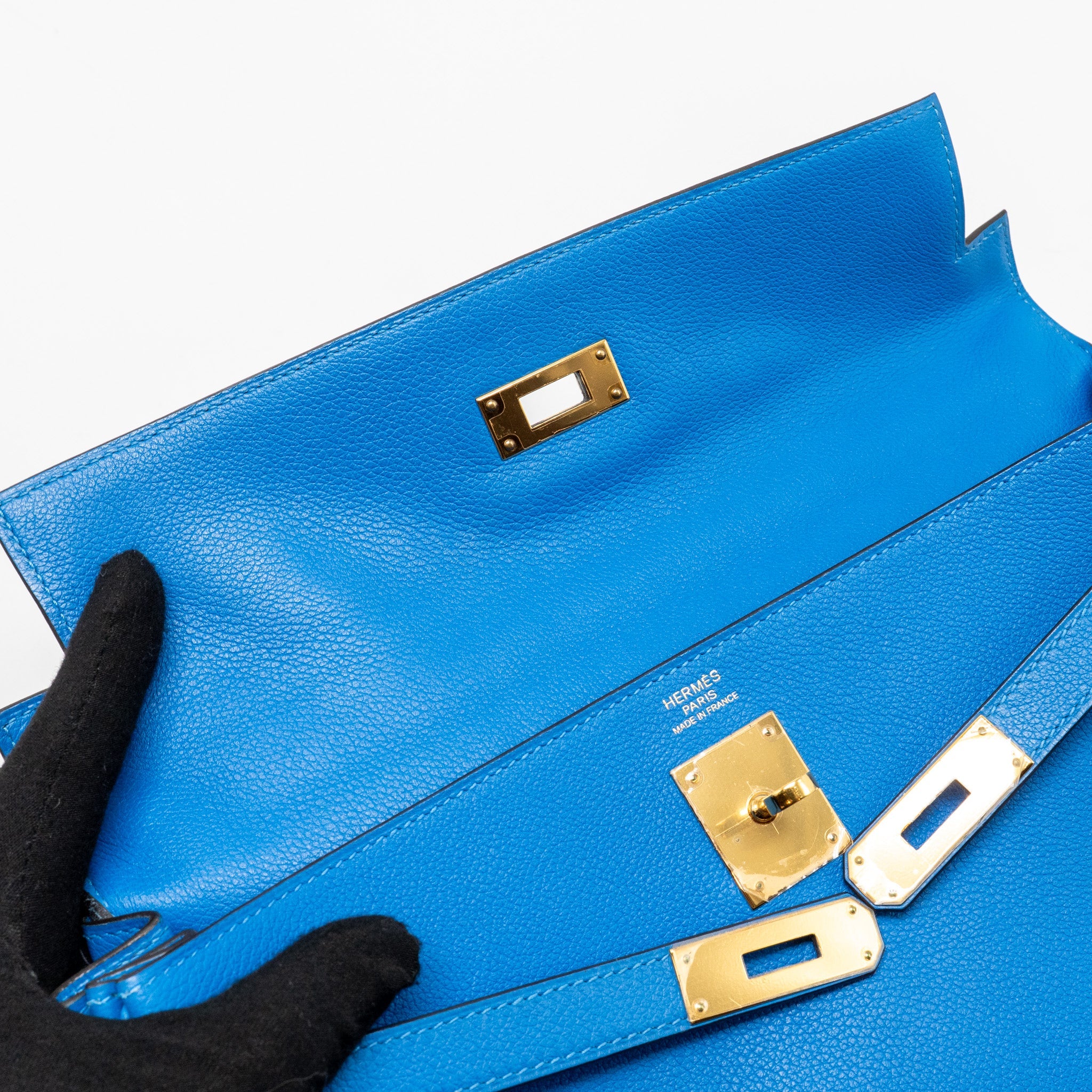 HERMES KELLY 32 EVERCOLOR BLUE HYDRA GHW