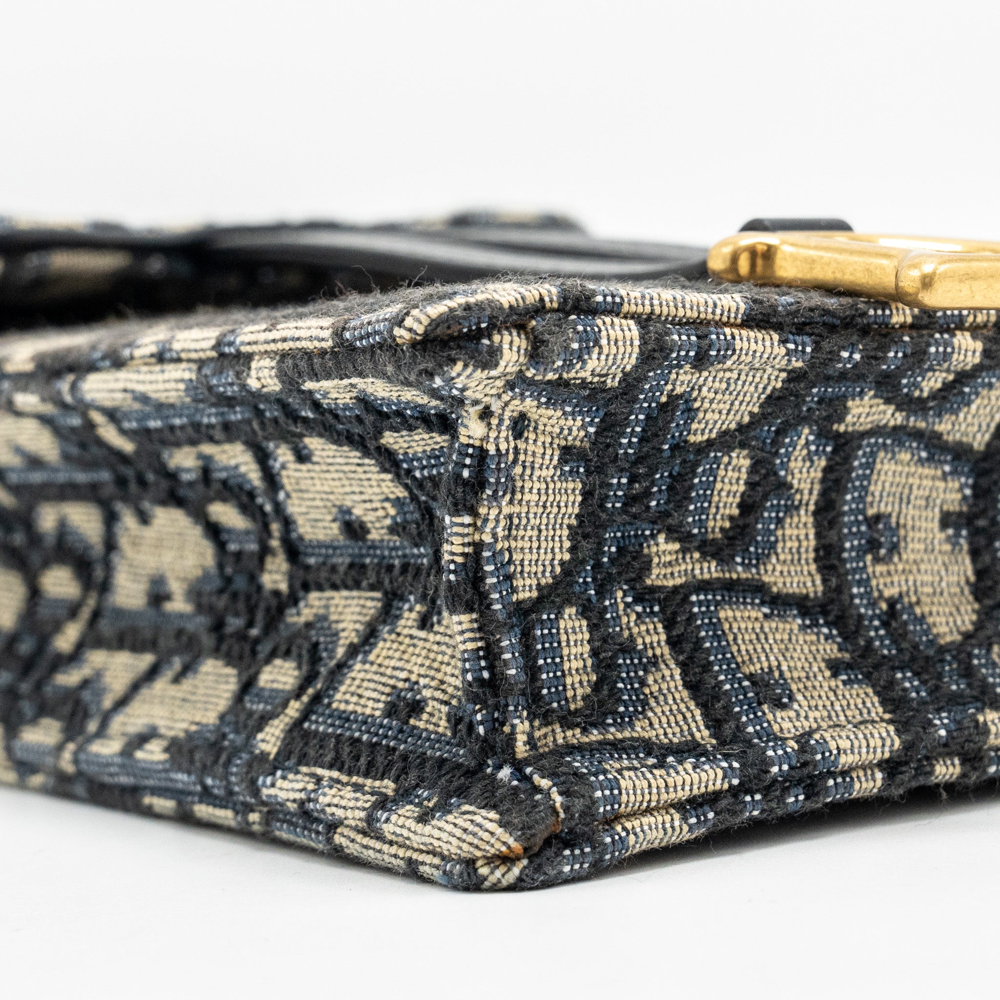 DIOR SADDLE PHONE POUCH BLUE OBLIQUE JACQUARD GHW