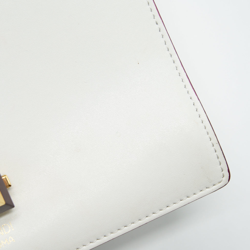 FENDI KAN I BAG WHITE/MULTICOLOUR GOLD AND SILVER HARDWARE