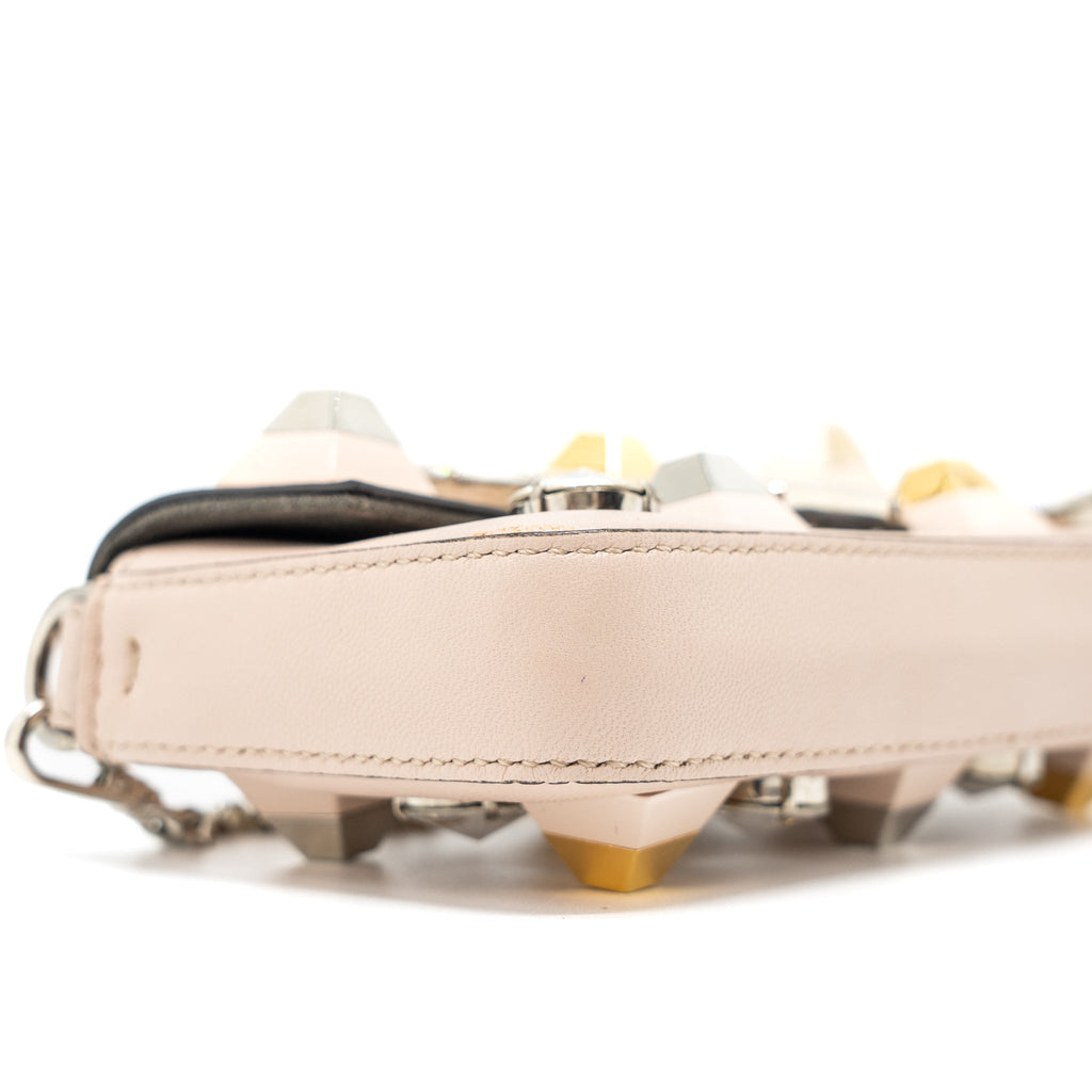 FENDI MINI FLAP CLUTCH WITH CHAIN LAMBSKIN LIGHT PINK SHW