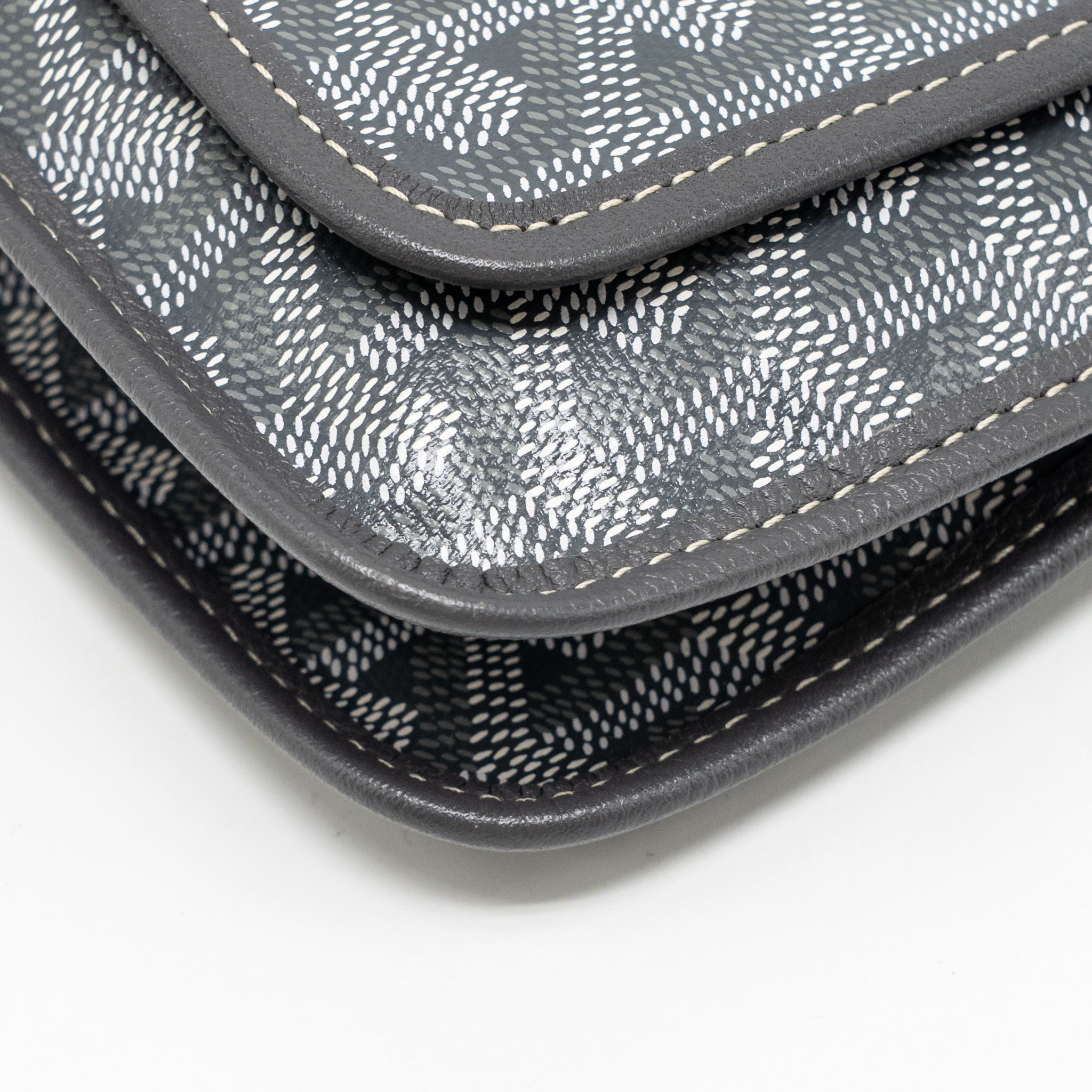 GOYARD PLUMET POCKET WALLET GOYARDINE CANVAS/CALFSKIN GREY SHW