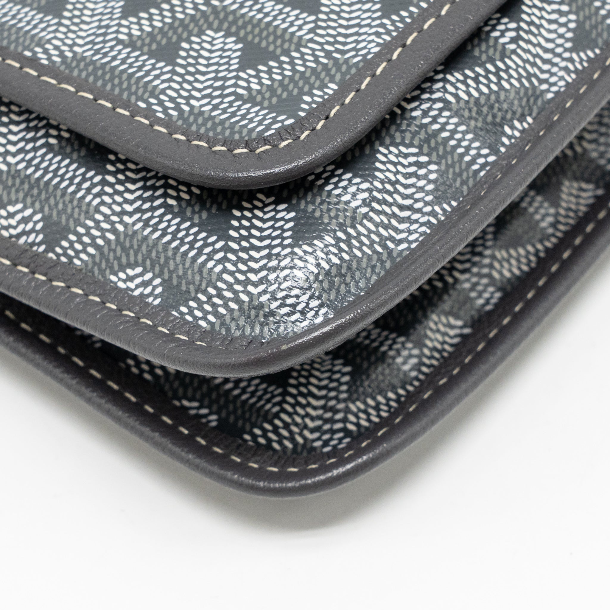 GOYARD PLUMET POCKET WALLET GOYARDINE CANVAS/CALFSKIN GREY SHW