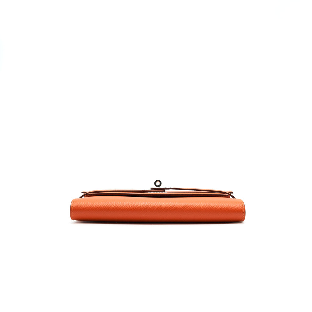 HERMES KELLY LONG WALLET ORANGE SHW EPSOM LEATHER