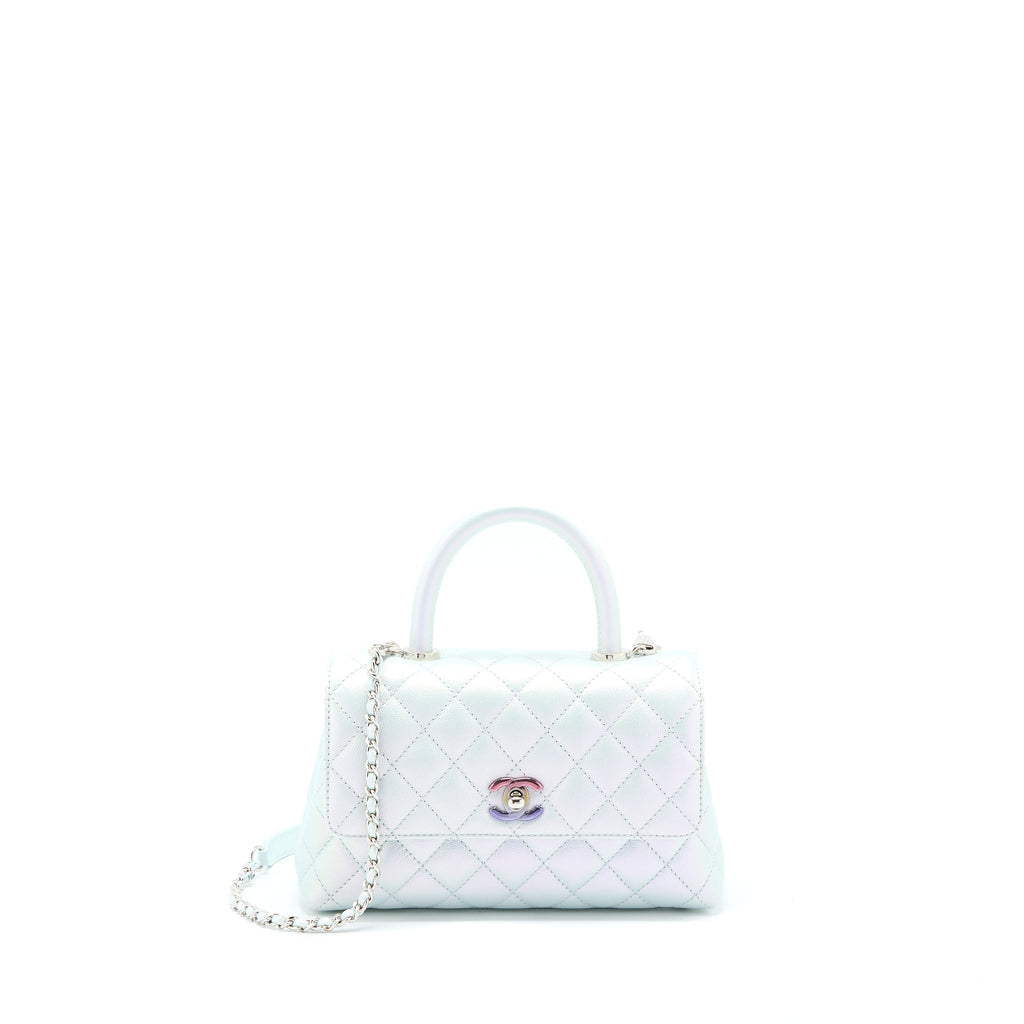 CHANEL SMALL COCO HANDLE OMBRÉ IRIDESCENT LIGHT BLUE MULTICOLOUR HARDWARE (MICROCHIP)
