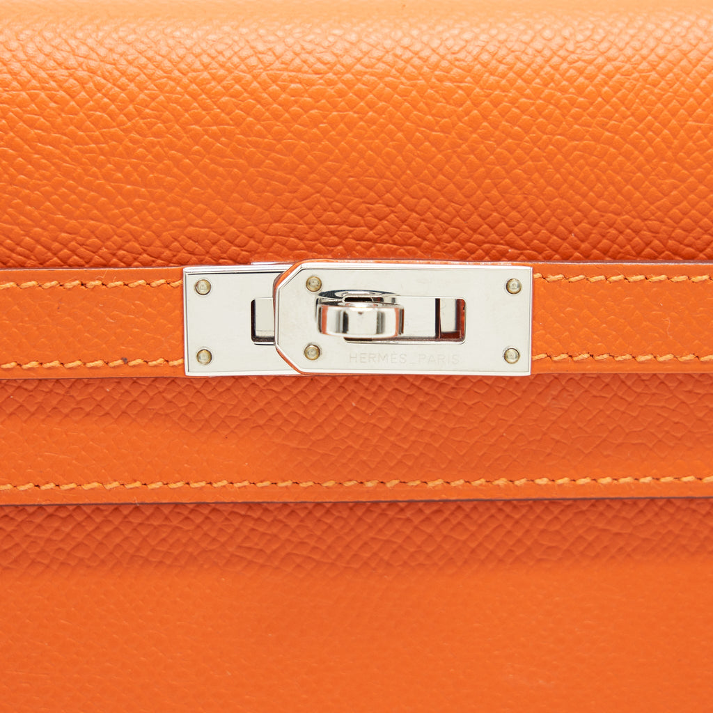HERMES KELLY LONG WALLET ORANGE SHW EPSOM LEATHER