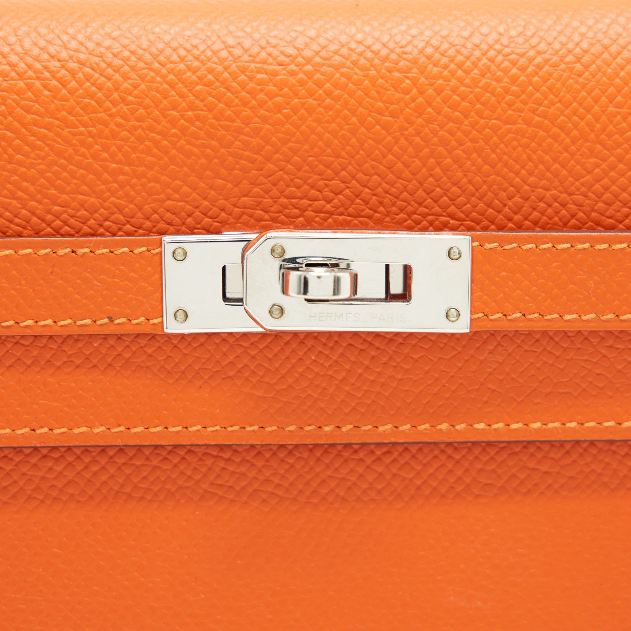 HERMES KELLY LONG WALLET ORANGE SHW EPSOM LEATHER