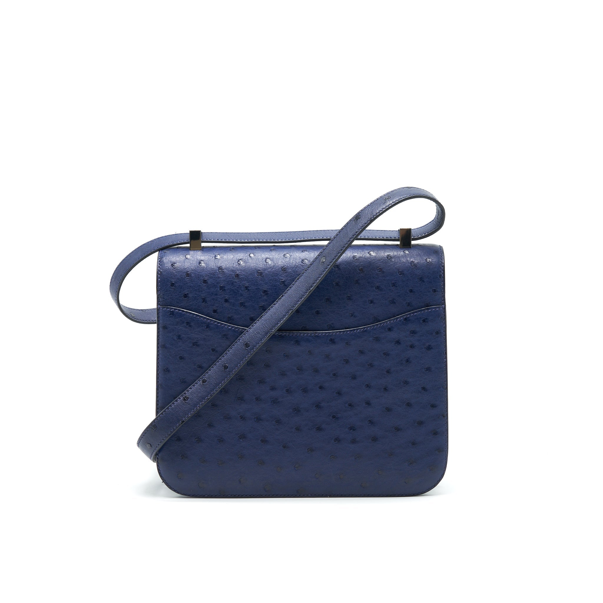 HERMES CONSTANCE 24 OSTRICH BLUE IRIS SHW
