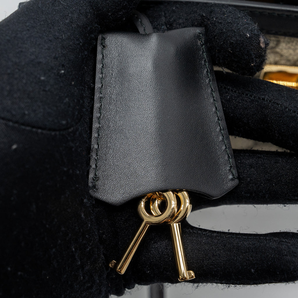 GUCCI SMALL GG PADLOCK SHOULDER BAG GG SUPREME CANVAS BLACK GHW
