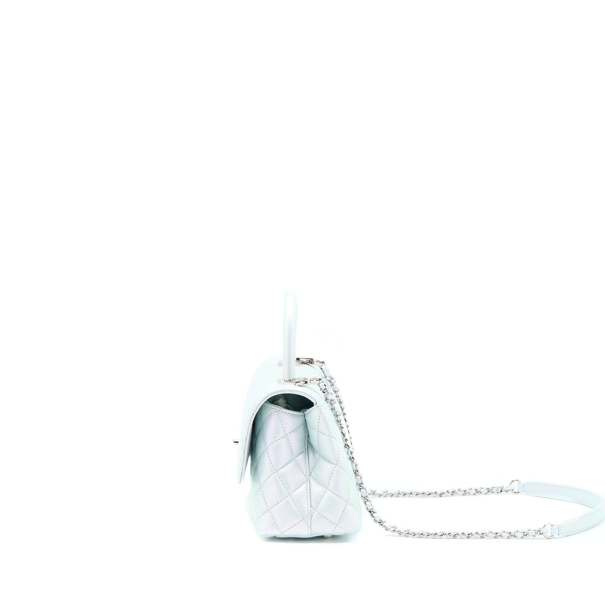 CHANEL SMALL COCO HANDLE OMBRÉ IRIDESCENT LIGHT BLUE MULTICOLOUR HARDWARE (MICROCHIP)