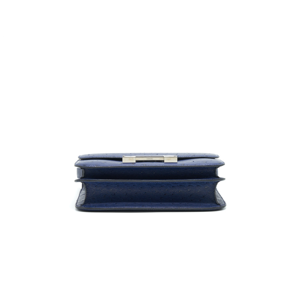 HERMES CONSTANCE 24 OSTRICH BLUE IRIS SHW
