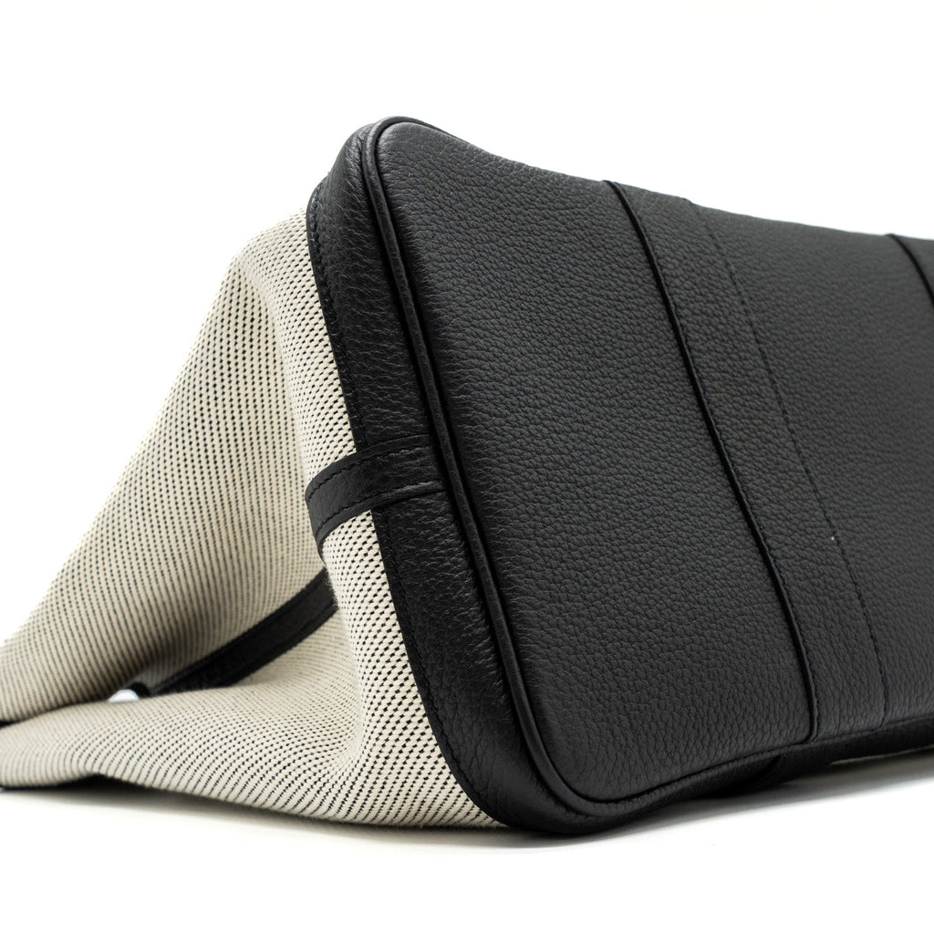 HERMES GARDEN PARTY 36 CANVAS/ LEATHER BLACK / WHITE SHW
