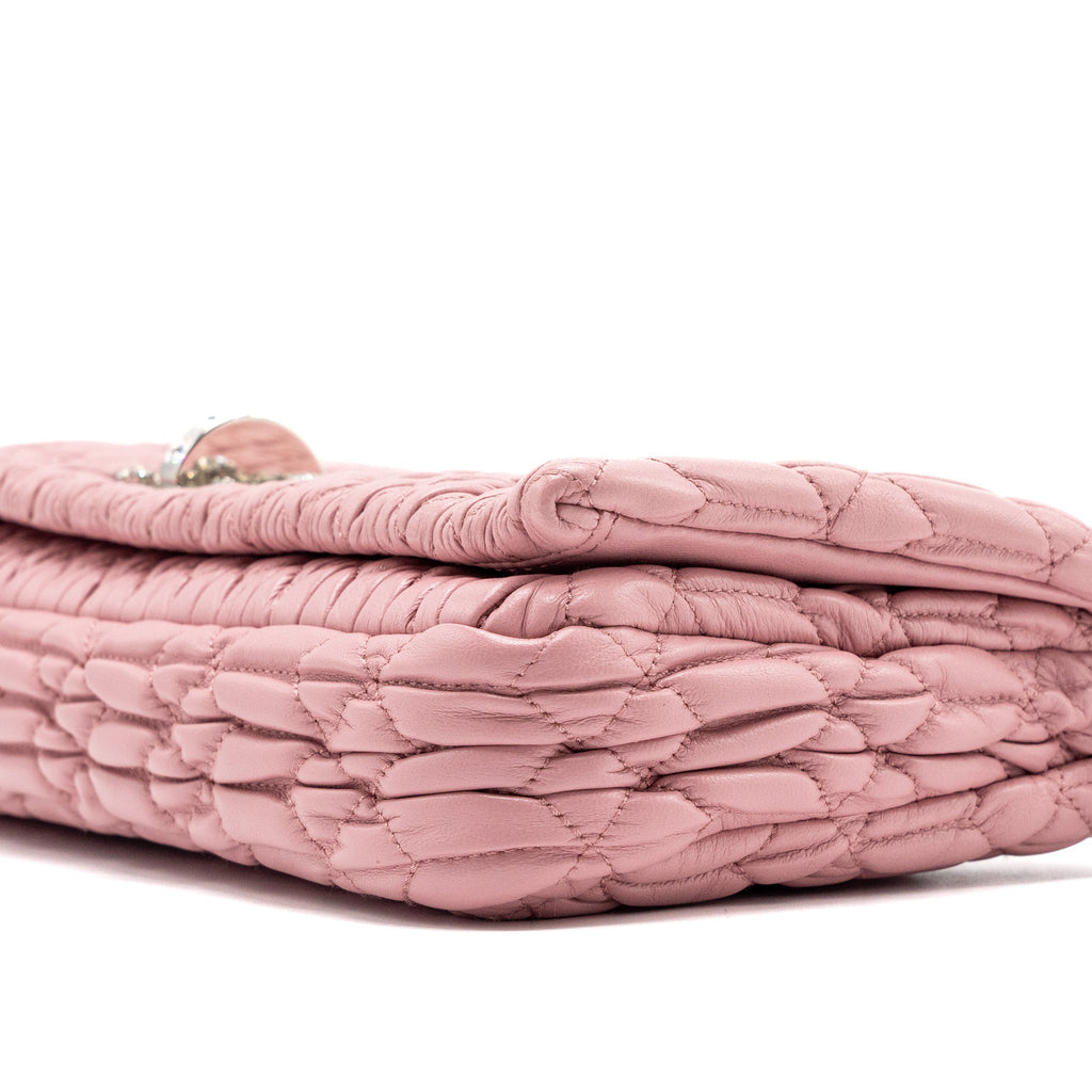 MIU MIU CRYSTAL SHOULDER BAG LAMBSKIN PINK SHW