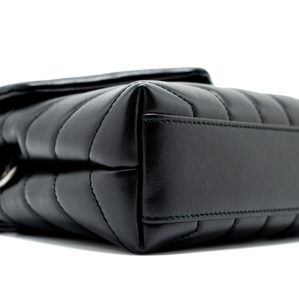 SAINT LAURENT LOULOU TOY STRAP BAG CALFSKIN BLACK SHW