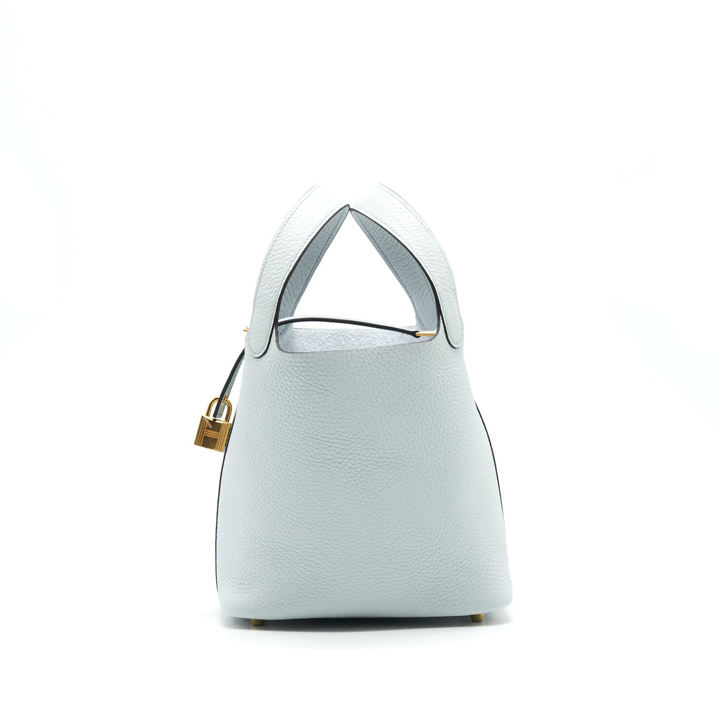 HERMES PICOTIN 18 LOCK BAG BLUE PALE GHW