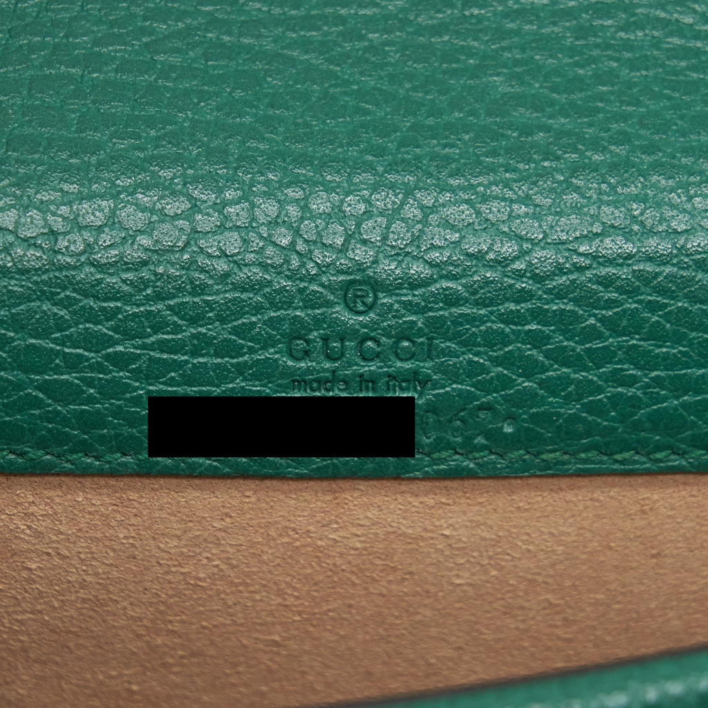 GUCCI SUPER MINI DIONYSUS GREEN GOLD AND SILVER HARDWARE