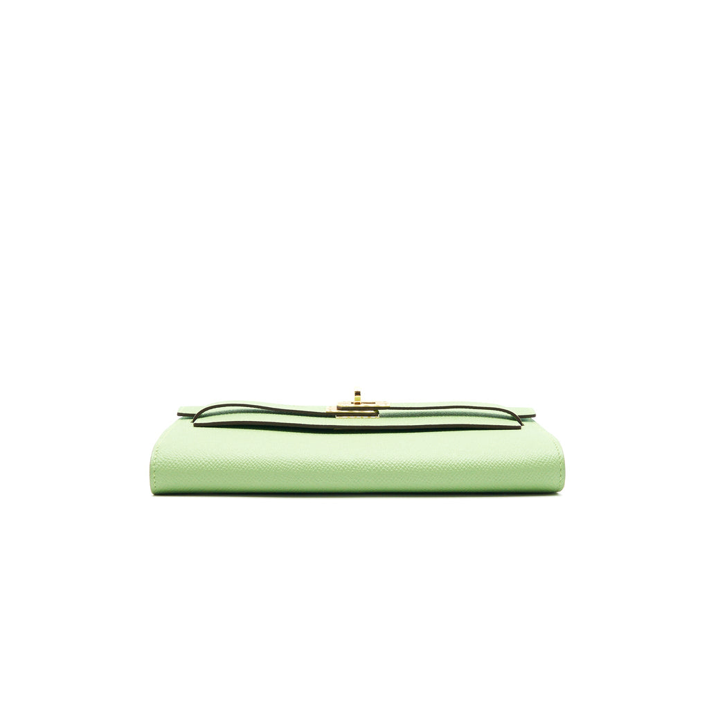 HERMES KELLY TO GO VERSO VERT CRIQUET AND BLUE BRUME GHW