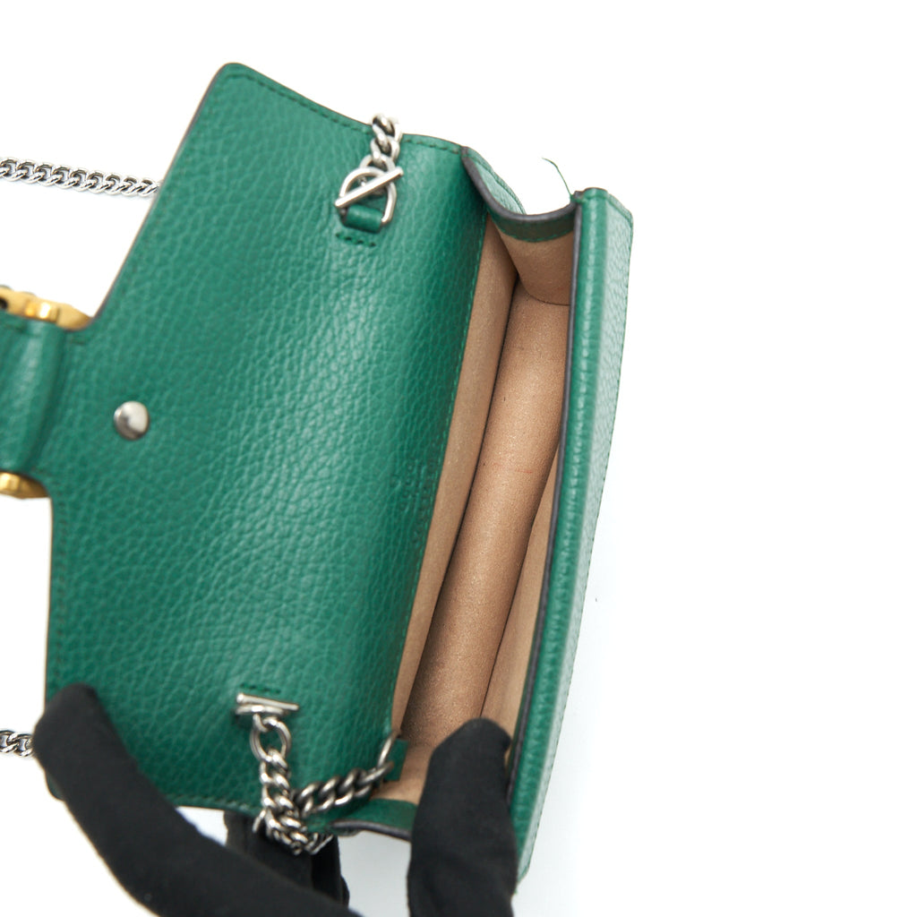 GUCCI SUPER MINI DIONYSUS GREEN GOLD AND SILVER HARDWARE