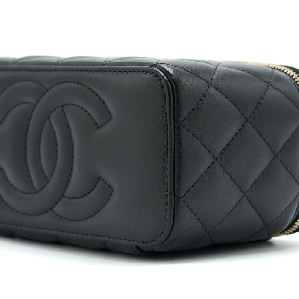 CHANEL 22B PEARL CRUSH LONG VANITY WITH CHAIN LAMBSKIN BLACK GHW