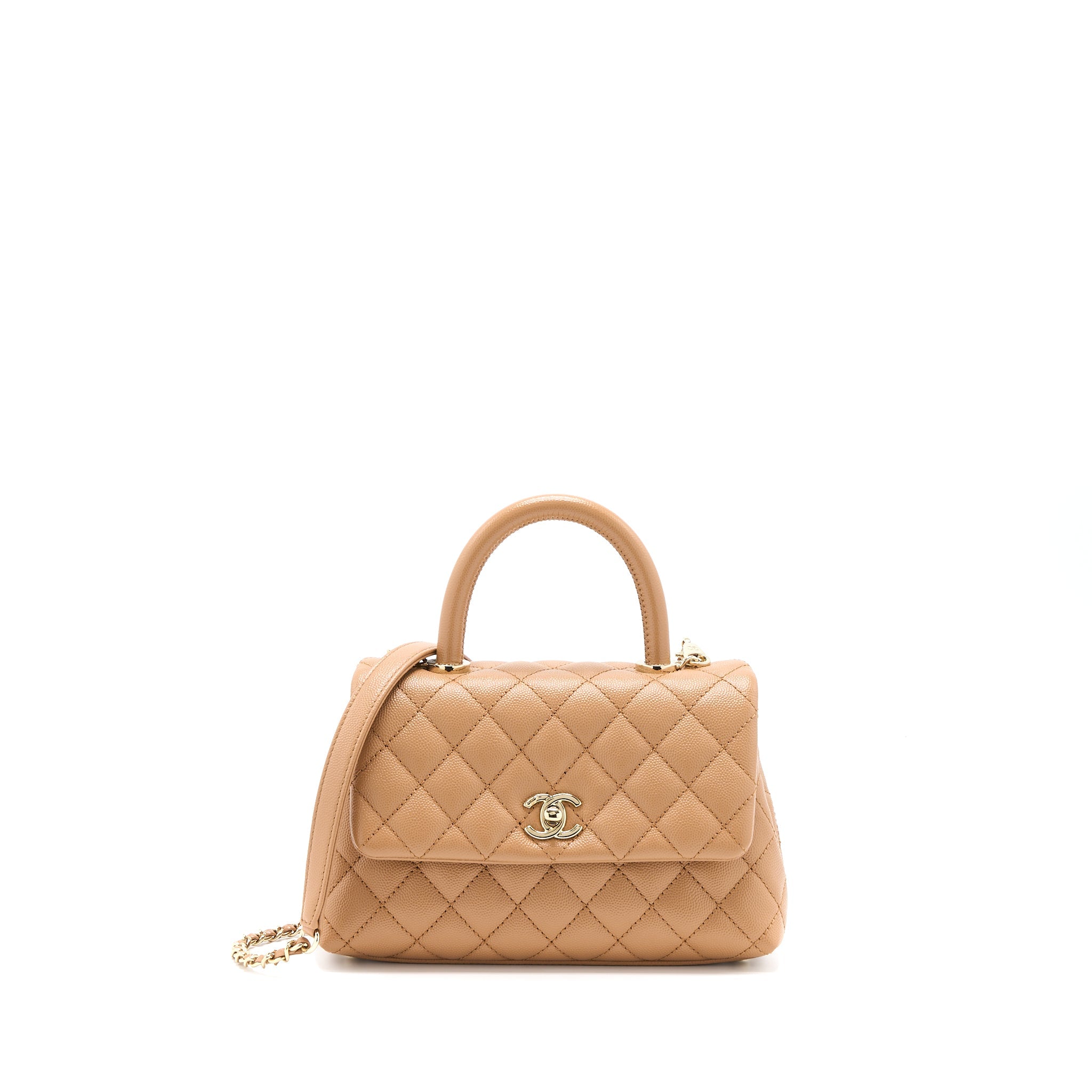 CHANEL SMALL COCO HANDLE CAVIAR BROWN GHW