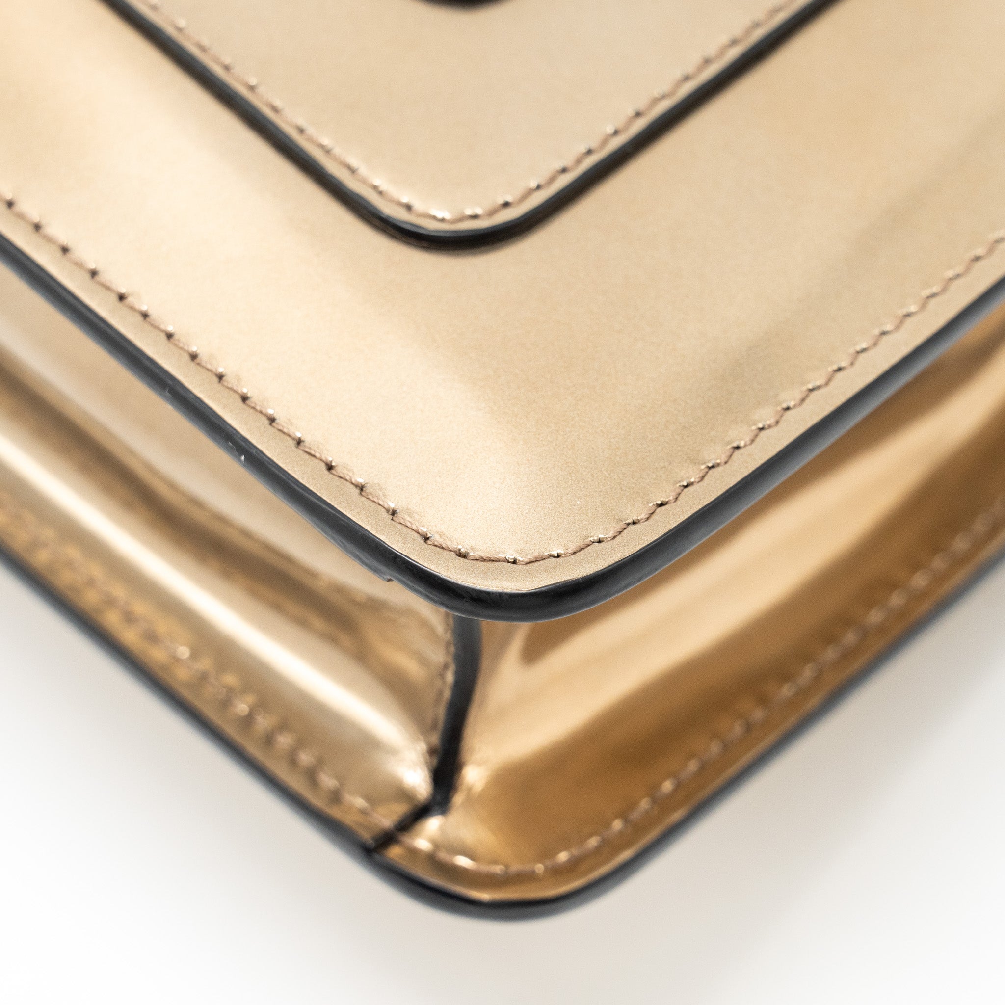BVLGARI SERPENTI FOREVER SHOULDER BAG PATENT METALLIC GOLD GHW