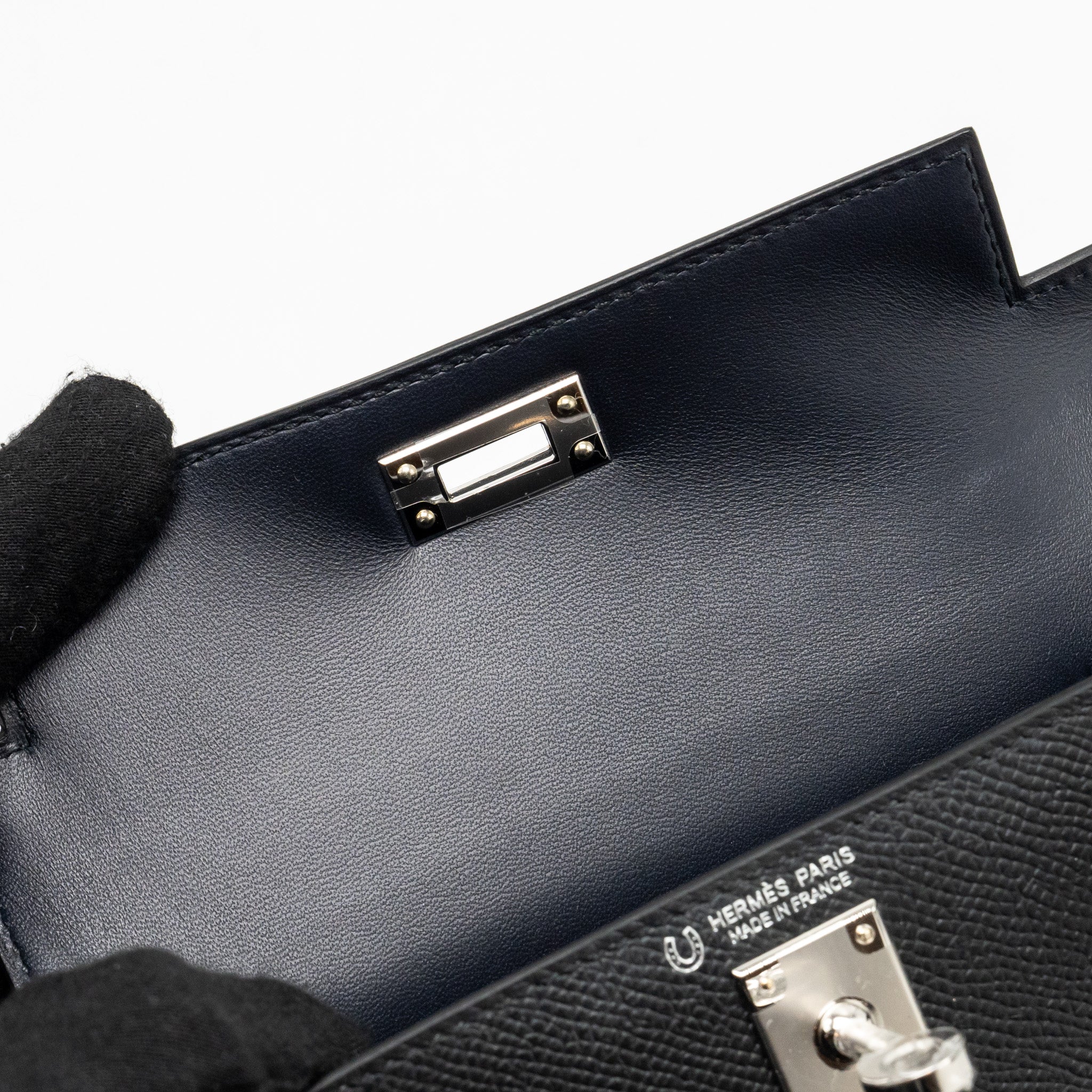 HERMES MINI KELLY II SPECIAL ORDER EPSOM BLACK / NAVY SHW