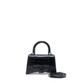 BALENCIAGA HOURGLASS XS CROC-EMBOSSED CALFSKIN SO BLACK