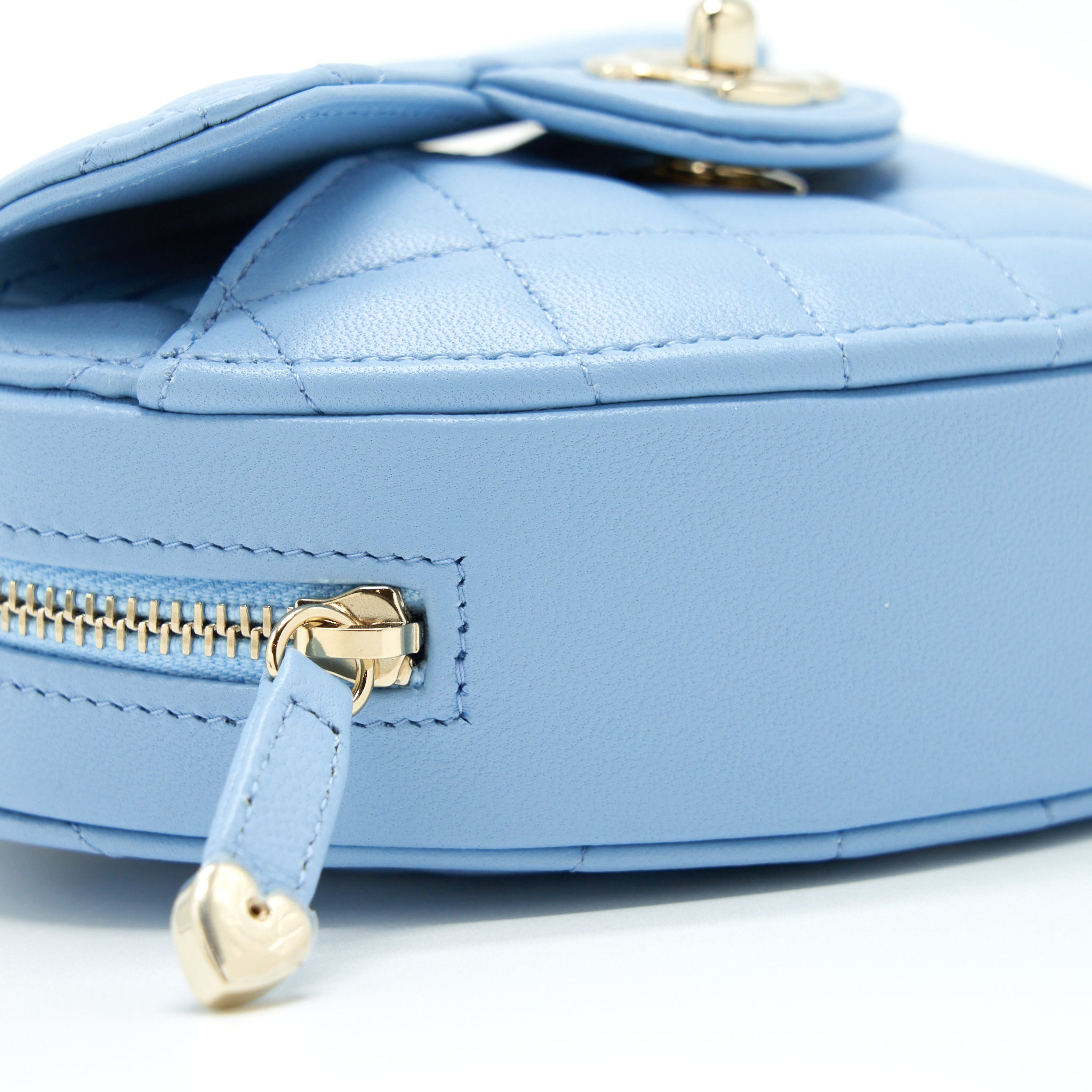 CHANEL 22S SMALL HEART BAG LAMBSKIN LIGHT BLUE LGHW