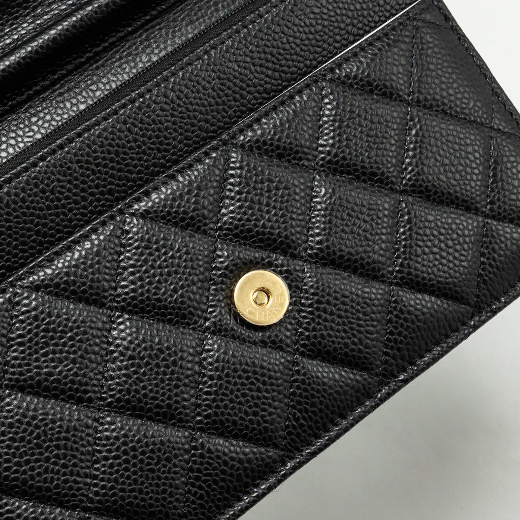 CHANEL CLASSIC WALLET ON CHAIN CAVIAR BLACK GHW (MICROCHIP)