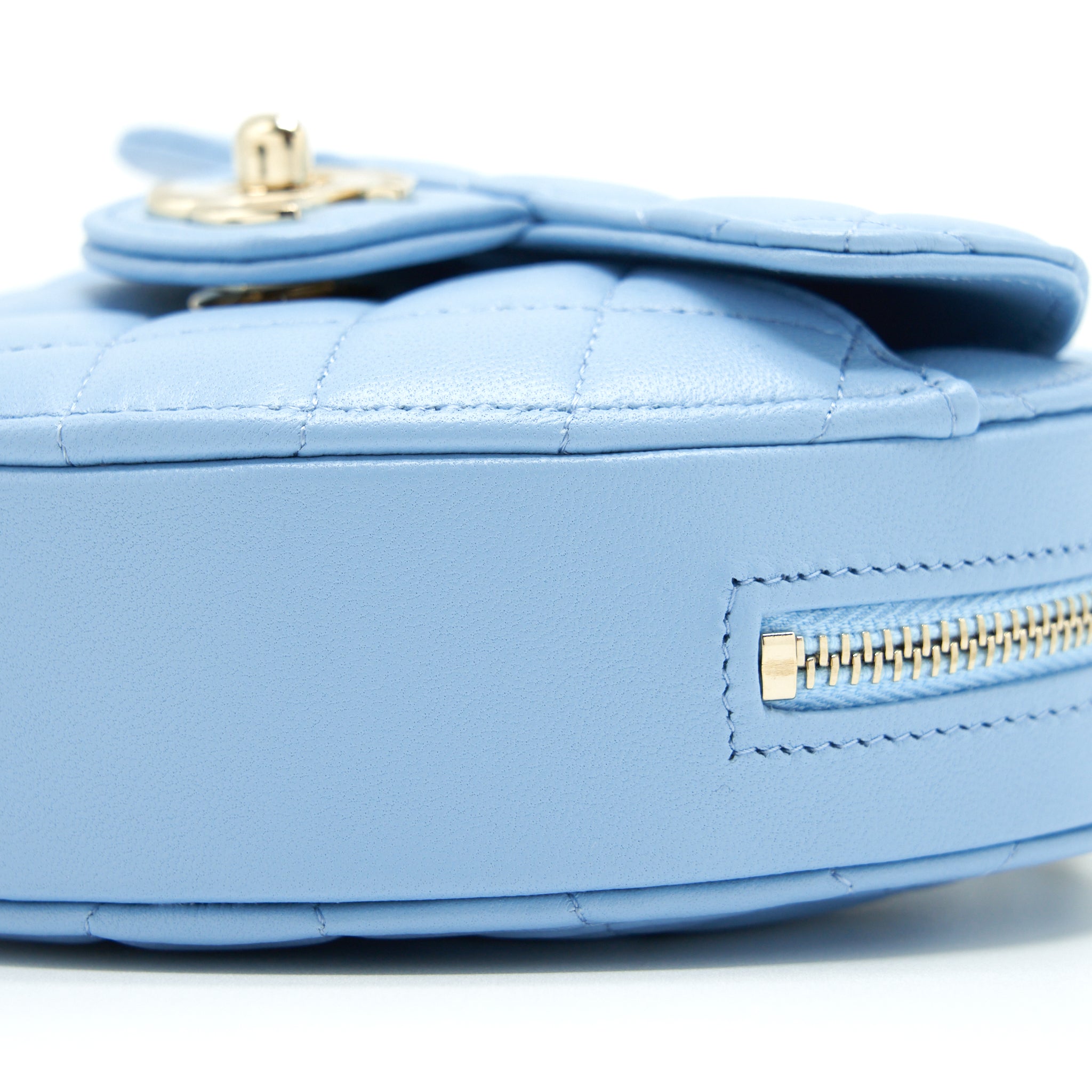 CHANEL 22S SMALL HEART BAG LAMBSKIN LIGHT BLUE LGHW