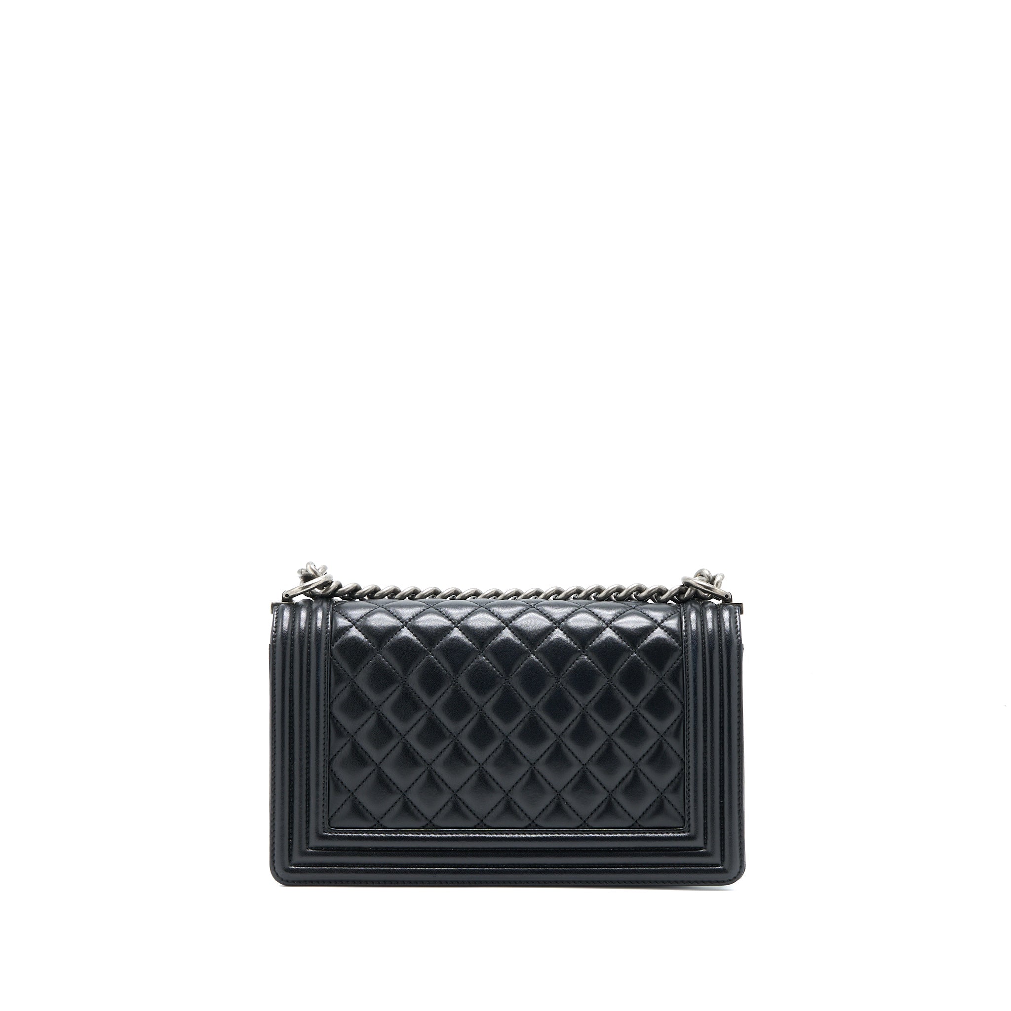 CHANEL MEDIUM BOY BAG LAMBSKIN BLACK RUTHENIUM SHW