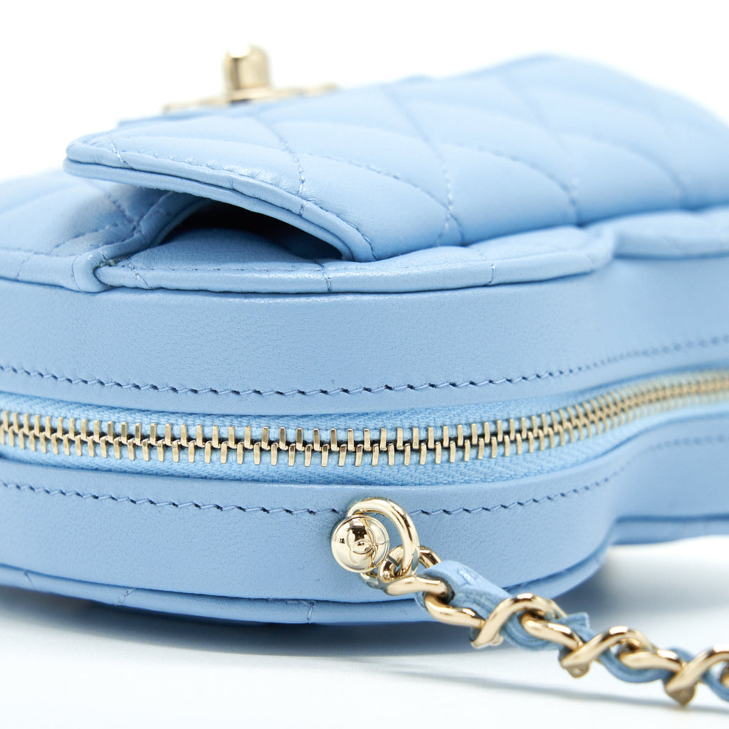 CHANEL 22S SMALL HEART BAG LAMBSKIN LIGHT BLUE LGHW