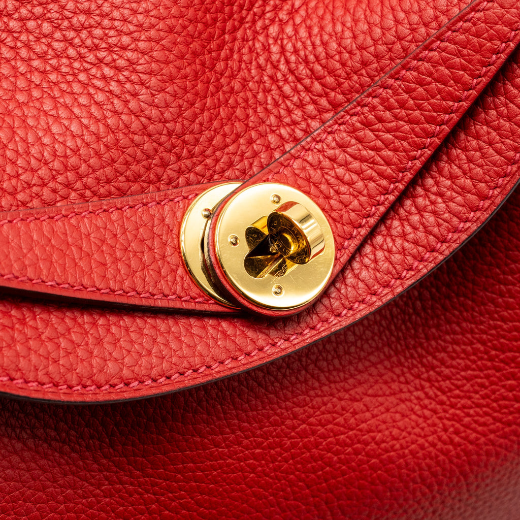 HERMES LINDY 26 CLEMENCE ROUGE CASAQUE GHW