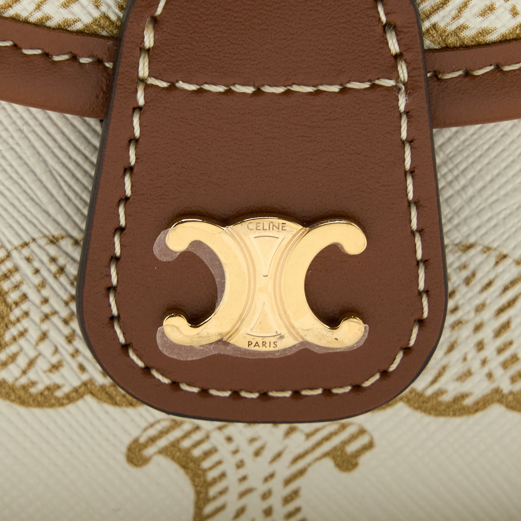 CELINE MINI BESACE TRIOMPHE CANVAS/CALFSKIN WHITE GHW