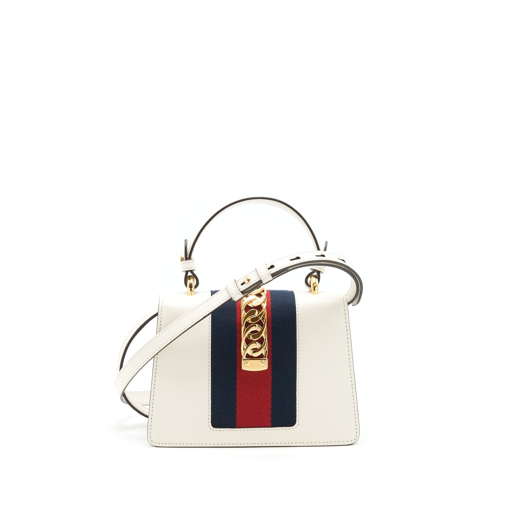 GUCCI MINI TOP HANDLE SYLVIE BAG WHITE GHW