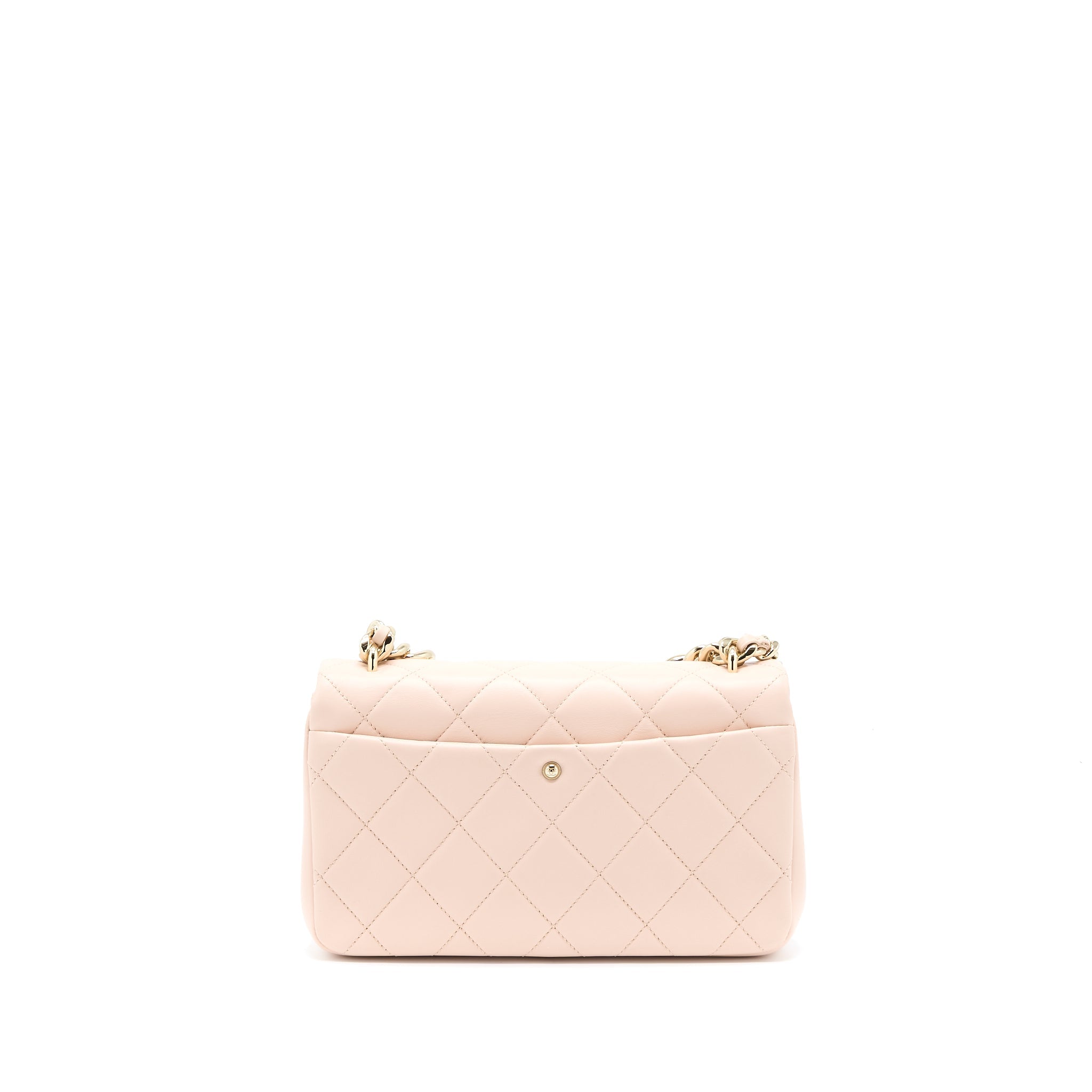 CHANEL 22C RECTANGULAR FLAP BAG WITH GIANT TOP HANDLE LAMBSKIN PINK LGHW(MICROCHIP)