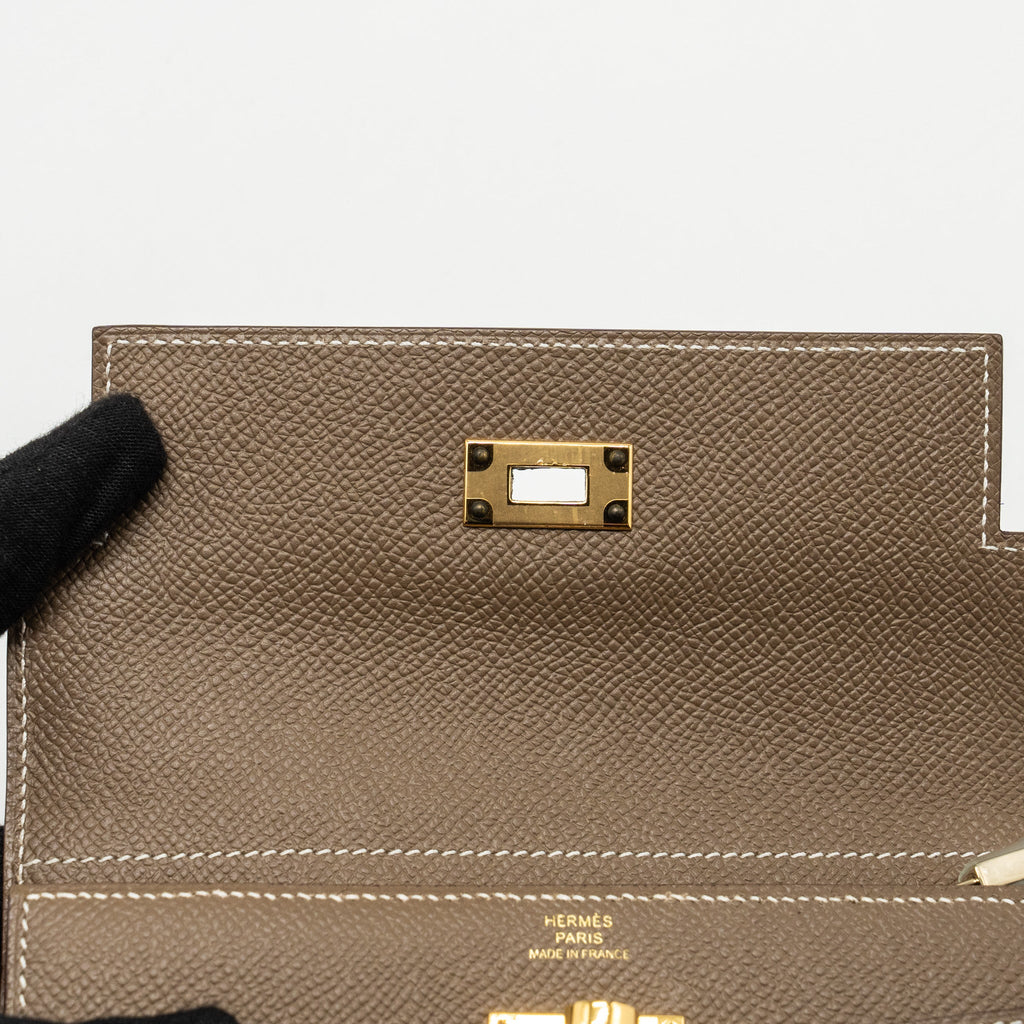 HERMES KELLY COMPACT WALLET EPSOM ETOUPE GHW