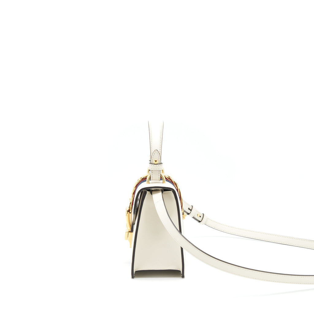 GUCCI MINI TOP HANDLE SYLVIE BAG WHITE GHW