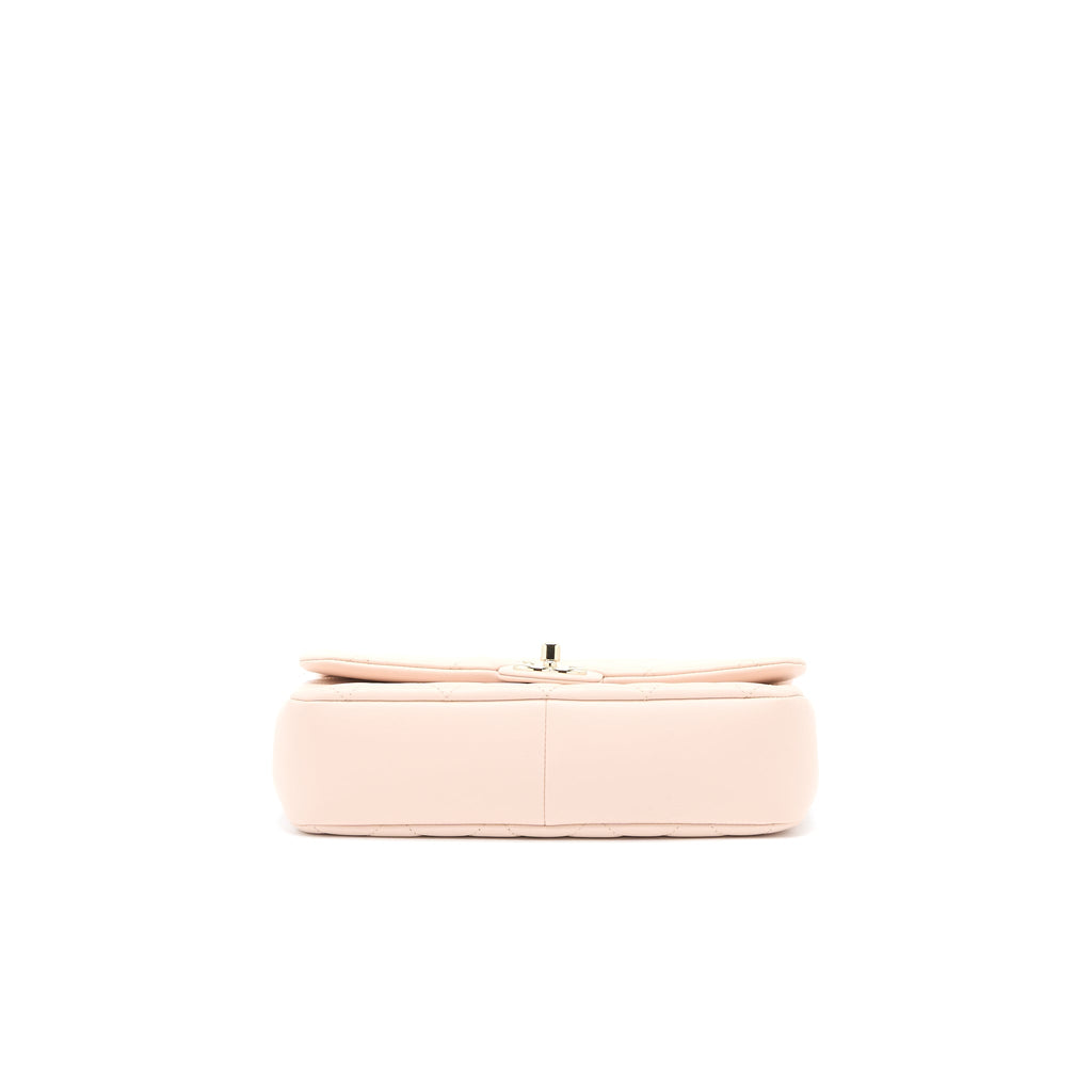 CHANEL 22C RECTANGULAR FLAP BAG WITH GIANT TOP HANDLE LAMBSKIN PINK LGHW(MICROCHIP)