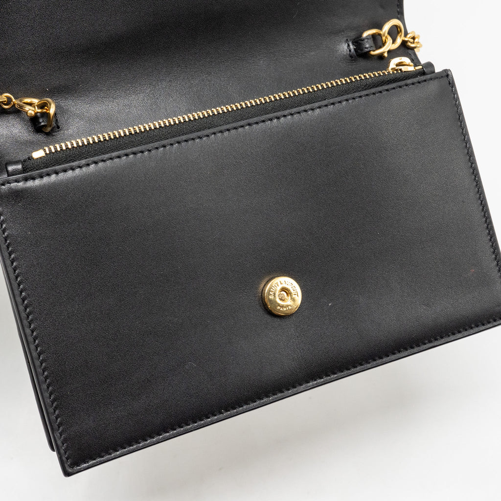 SAINT LAURENT/YSL SMALL TASSEL KATE BAG CALFSKIN BLACK GHW