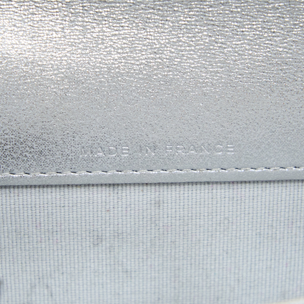 CHANEL QUILTED CLASSIC FLAP CARD HOLDER LAMBSKIN SILVER SHW
