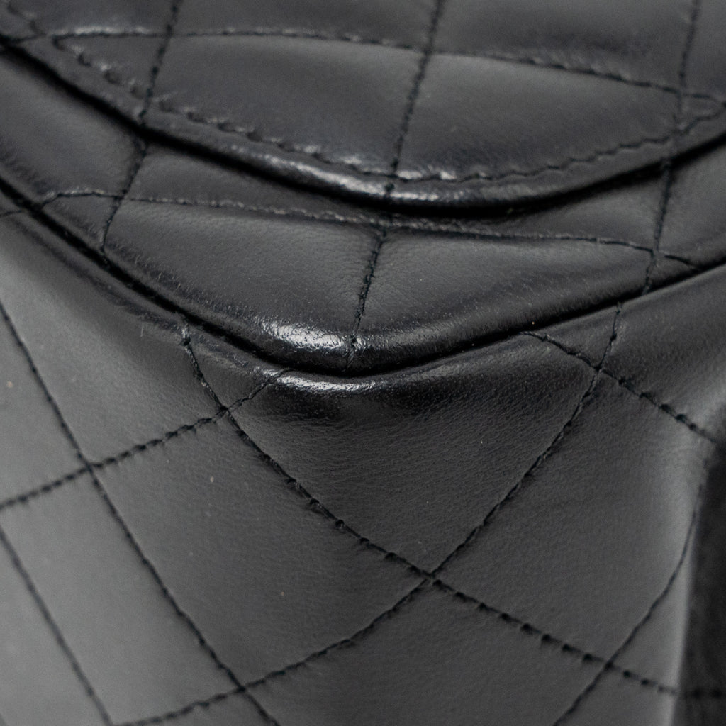 CHANEL MINI SQUARE FLAP BAG LAMBSKIN BLACK LGHW