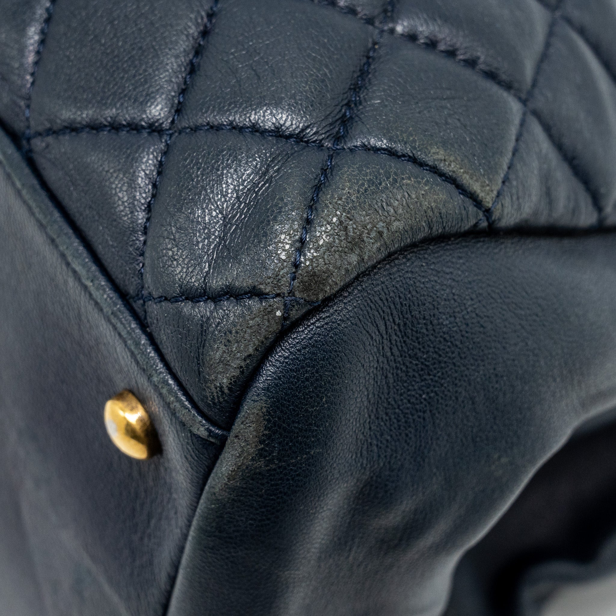 CHANEL JUST MADEMOISELLE BOWLING BAG LAMBSKIN DARK BLUE GHW