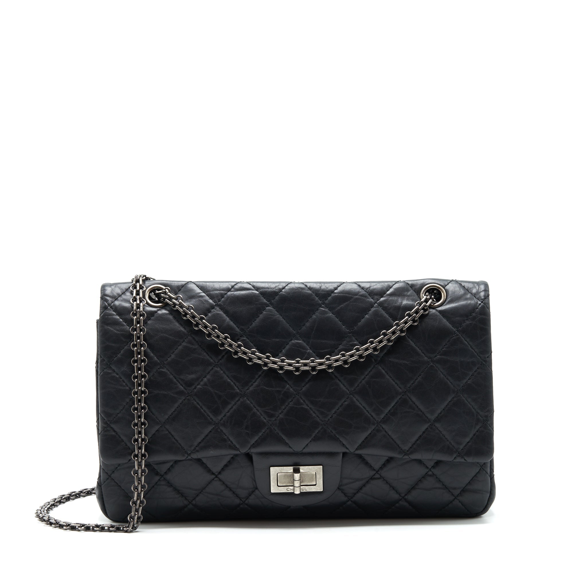 CHANEL 2.55 227 REISSUE CALFSKIN BLACK RUTHENIUM HARDWARE