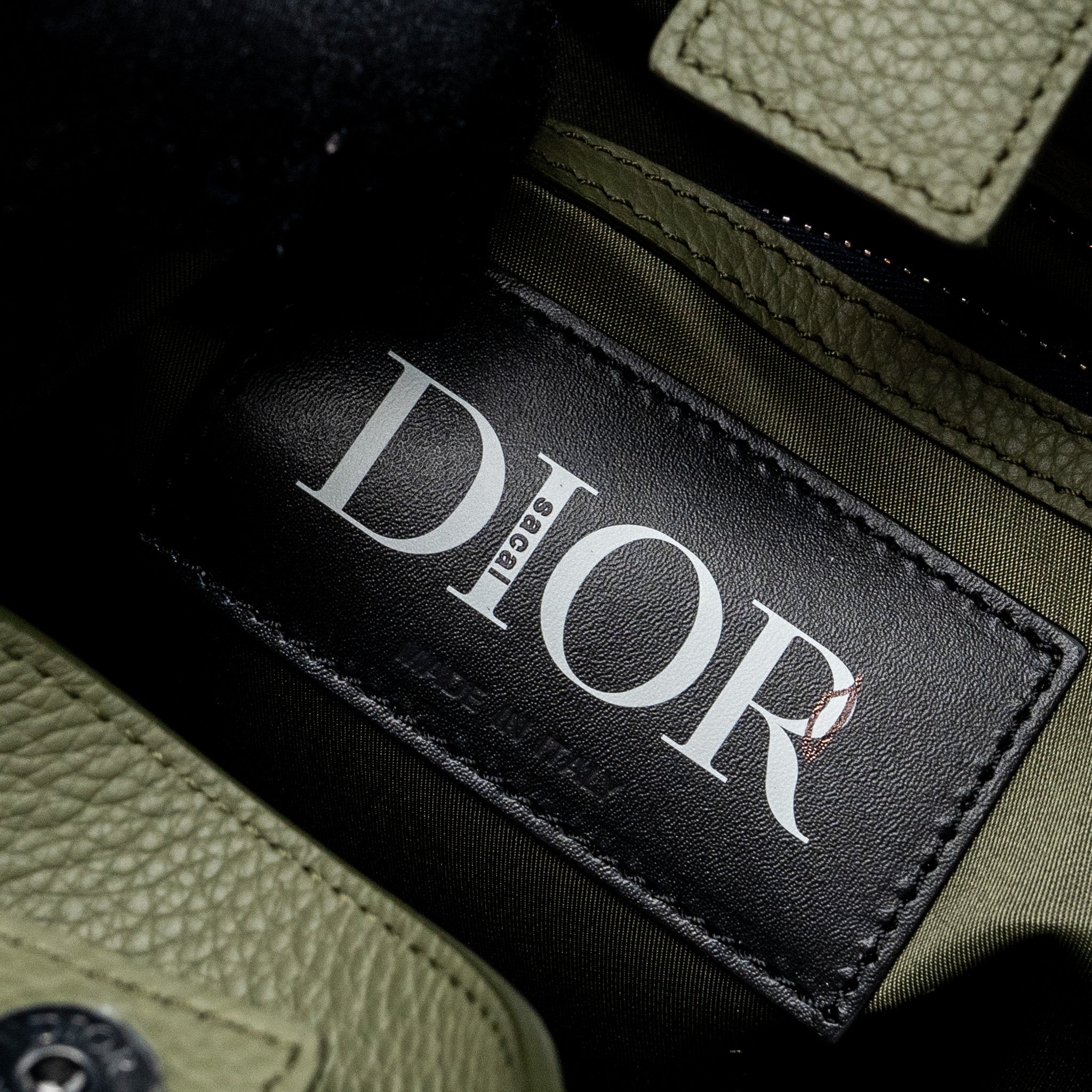 DIOR SOUTH TOTE BAG NYLON/ LEATHER GREEN MULTICOLOUR HARDWARE