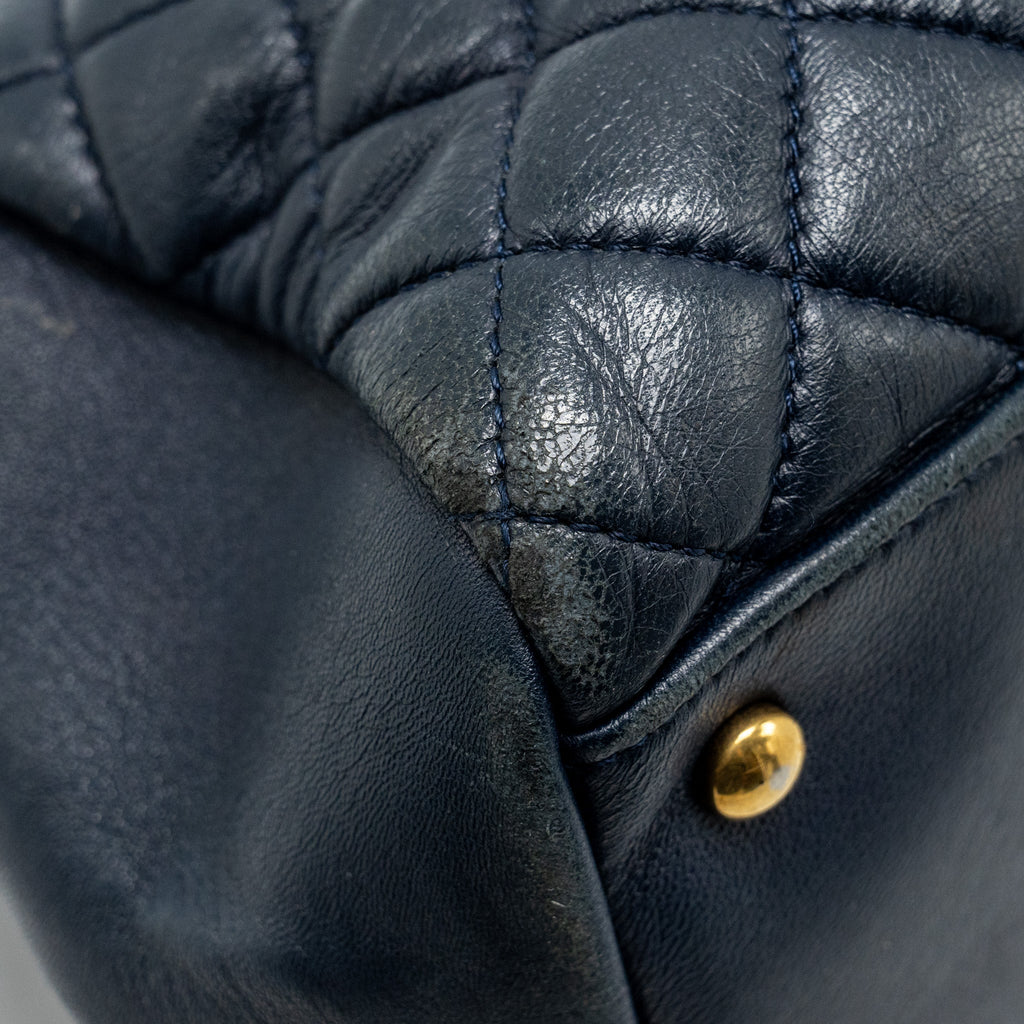 CHANEL JUST MADEMOISELLE BOWLING BAG LAMBSKIN DARK BLUE GHW