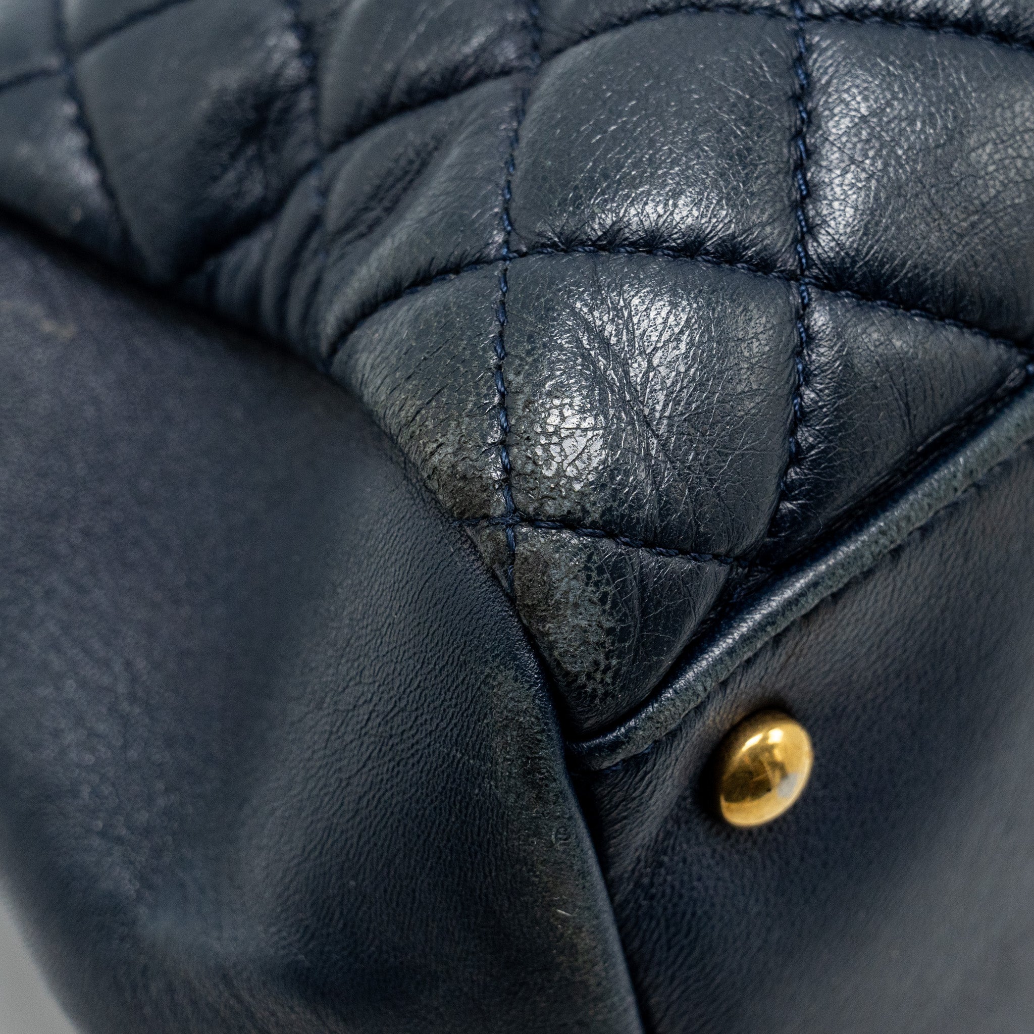 CHANEL JUST MADEMOISELLE BOWLING BAG LAMBSKIN DARK BLUE GHW