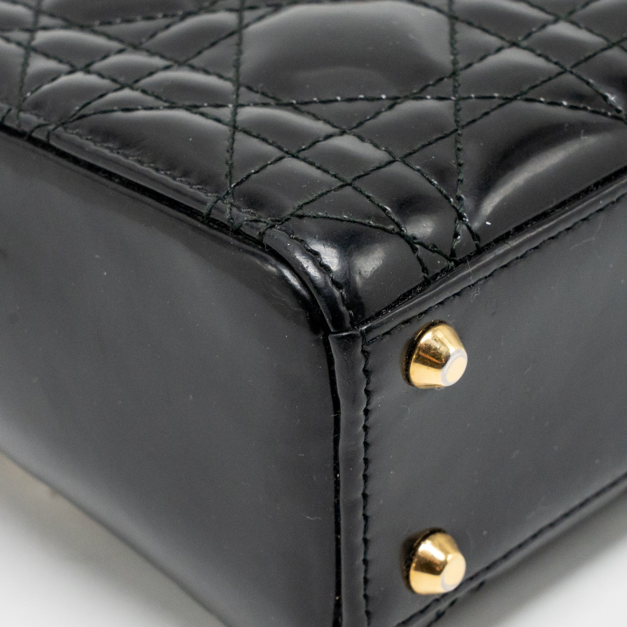DIOR MINI LADY DIOR PATENT BLACK GHW